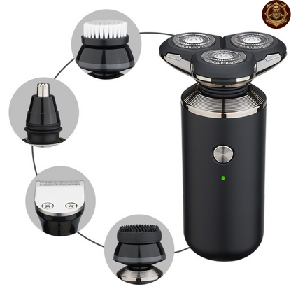 Rechargeable Lithium Shaver – 3 Rotary Blades, Waterproof and Washable