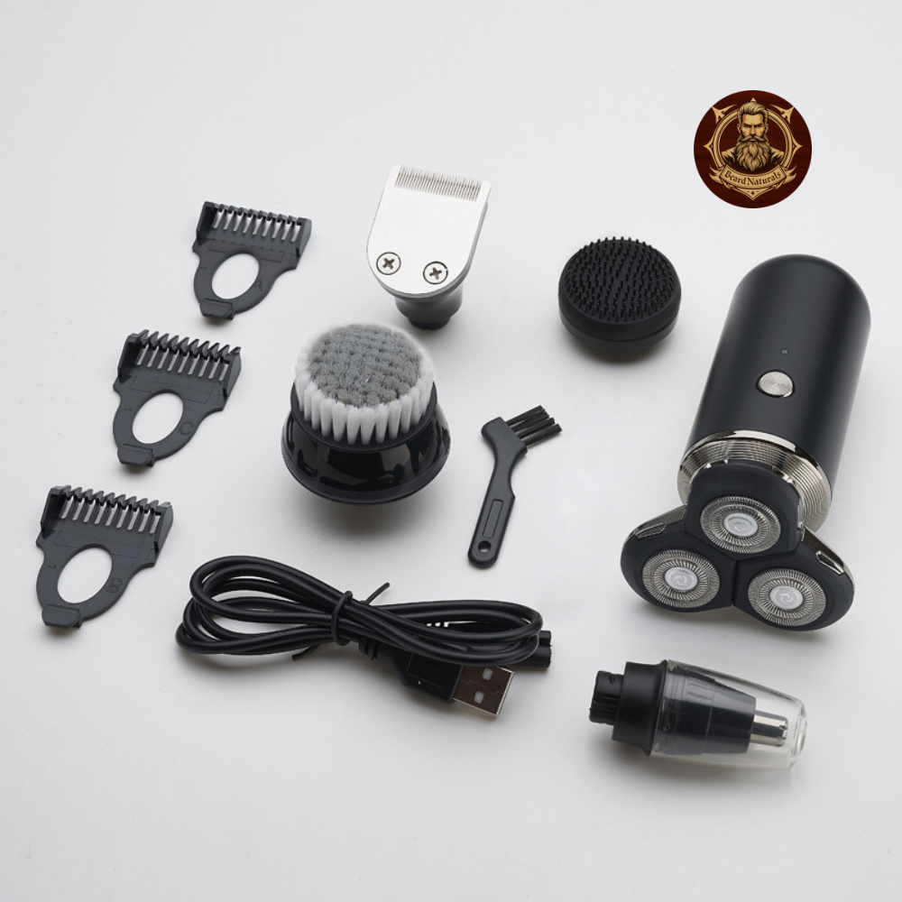 Rechargeable Lithium Shaver – 3 Rotary Blades, Waterproof and Washable
